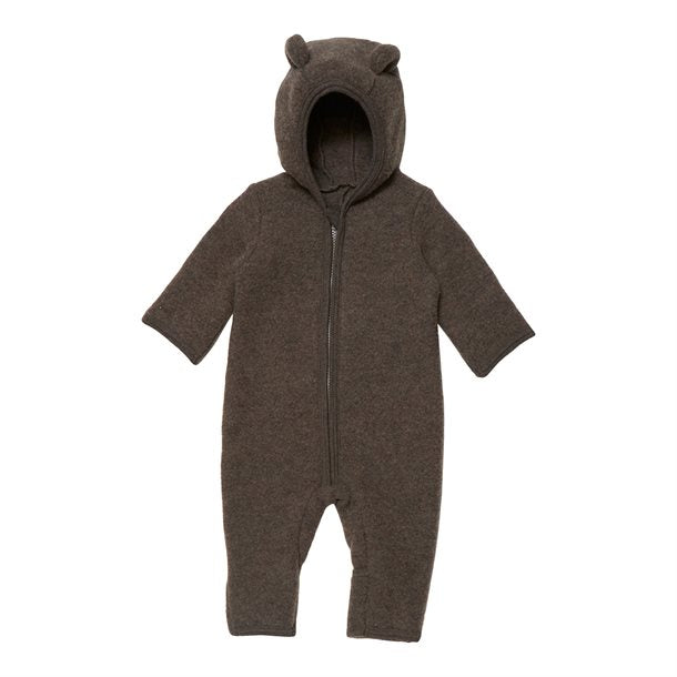 Huttelihut - ALLIE babydragt i uld fleece - M. Brown, Huttelithut dragt, babydragt, Huttelihutdragt, dragt m. bjørneører, ALLIE