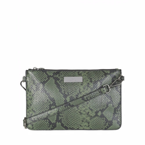 Rosemunde, lille, taske, clutch, skuldertaske, kuverttaske, sort, taske, Veganertaske, veganbag, vegan, veganer, håndtaske, kunstlæder, faux, Vintage powder, COLOUR: BLACK GREEN PYTHON PRINT
STYLE NO.: B0204-9361
