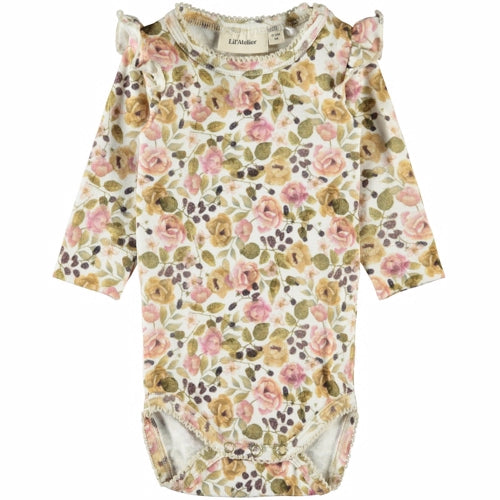 body, Lil' Atelier, lilatelier, modal, bomuld, blomsterprint, babybody, økotex,