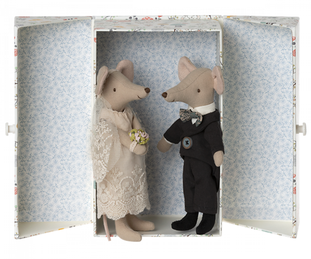 Maileg - Wedding Mice Couple in Box, brude par mus, brudemus, brudgom mus, gaveide bryllup, bryllupsgave