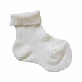 1x2 rib ankle socks with folded cuff col 303, 95_20233_0_303, Baby ankelstrømper med fold I råhvid, Offwhite
