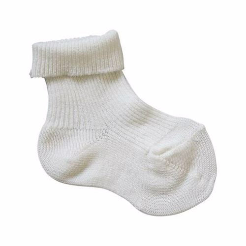 1x2 rib ankle socks with folded cuff col 303, 95_20233_0_303, Baby ankelstrømper med fold I råhvid, Offwhite