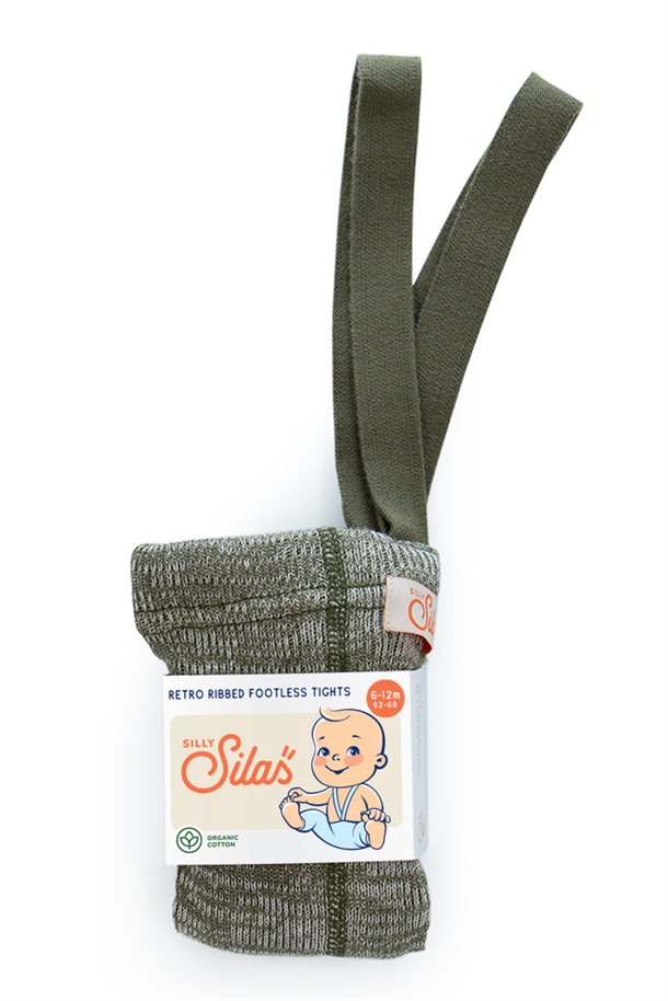 Silly Silas Strømpebukser med seler,footless tights, Creamy Olive