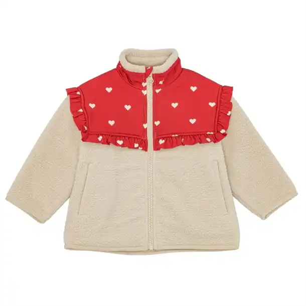 Floess - Ellen Fleece Jacket - Poppy Red/Soft White