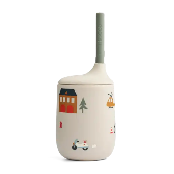 Liewood - Mariam bageforme 2 pak dark Rose/ terracotta, Liewood - Ellis børne kop med sugerør emergency vehicle