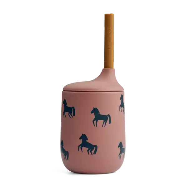 Liewood - Mariam bageforme 2 pak dark Rose/ terracotta, Liewood - Ellis børne kop med sugerør Horses Dark rosetta