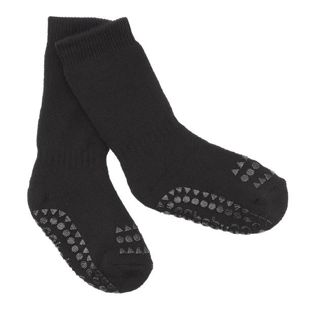 GoBabyGo, Go Baby Go, Strømper, Skridsikre strømper, kravle kit, strømpebukser med skridsikker dutter,  skridsikre strømpebukser, knæbeskyttere, skridsikre strømper, GoBabyGo - Skridsikre Strømper Tyk Bomuld - Black