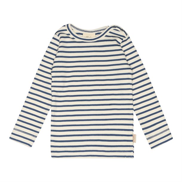 t-shirt bluse langærmet petit piao, Moonlight Blue/Offwhite