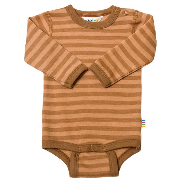 Joha - Merino uld body //brun stribet