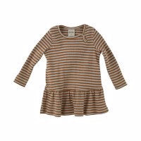 Petit Piao - dress LS modal // pumpkin spice beige striped, body, bodystocking, sparkedragt, baby, babytøj