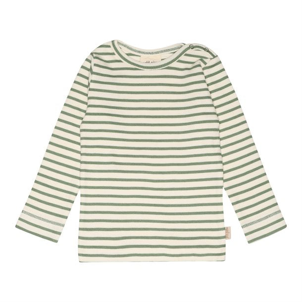 t-shirt bluse langærmet petit piao, Spring Green/Offwhite