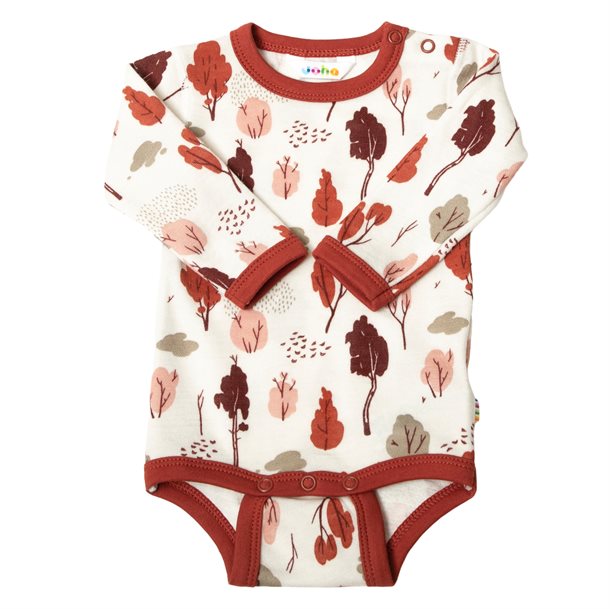 Joha - Body i uld & Silke//striber Rød, uld og silke body, uld/silke body, sommeruld, sommer uld , Joha - Body i uld & bambus - print med blade