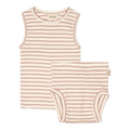 Petit Piao , Underwear Set Modal Striped , Adobe Rose/Offwhite