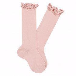 Condor knæstrømpe med fransk blonde kant