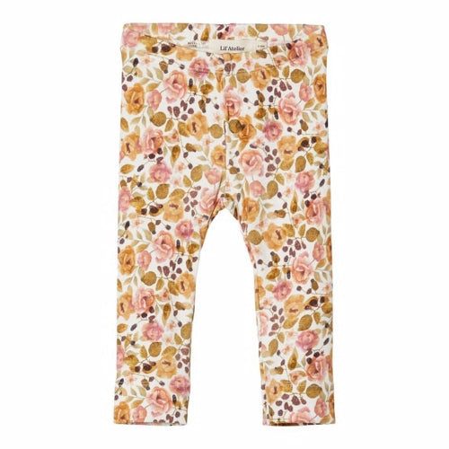 leggings, Lil' Atelier, lilatelier, modal, bomuld, blomsterprint, babyleggings, økotex,