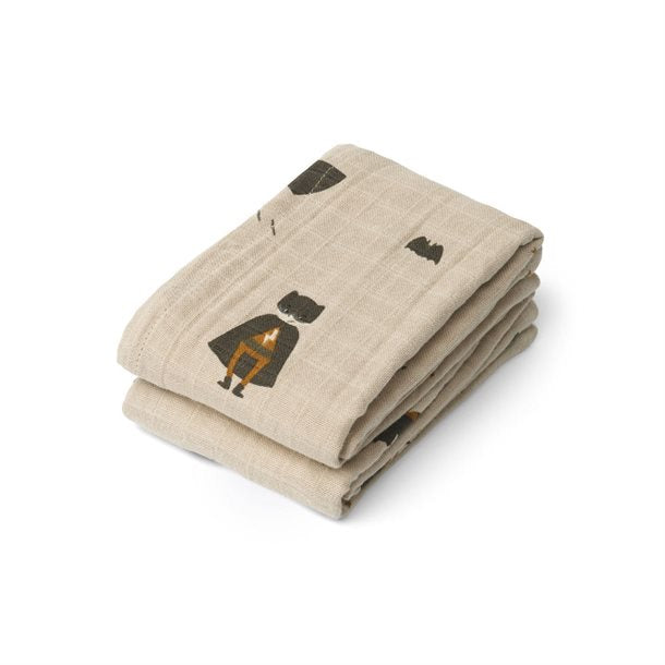 Liewood Hannah bleer Dino Mix 2 pak, LW12695-6917, baby bleer, Liewood Lewis Bubbly Sandy Mix 2 pak, Liewood - Lewis stofbleer (2 stk.) //Biler /dove blue mix