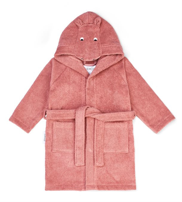 badekåbe, morgen kåbe, frotte kåbe, bathrobe, lily bathrobe, badekåbe bluewave, Liewood - Liewood - Lily badekåbe - Liewood - Lily badekåbe - Hippo-dusty raspberry mix