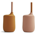 Liewood - Mariam bageforme 2 pak dark Rose/ terracotta, Liewood - Ellis børne kop med sugerør Mustard Sandy mix