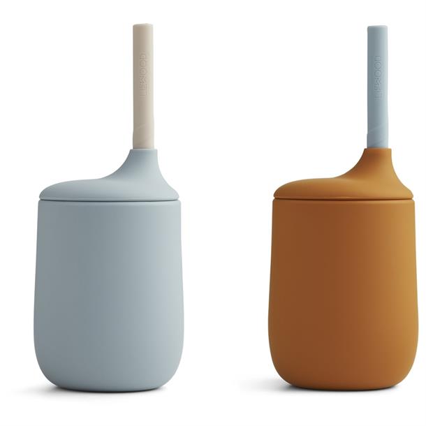 Liewood - Mariam bageforme 2 pak dark Rose/ terracotta, Liewood - Ellis børne kop med sugerør Mustard Sandy mix