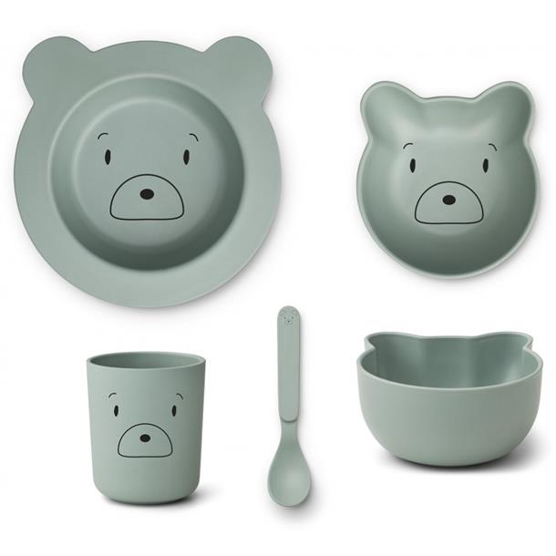 Liewood - Paul spisesæt 4 stk// Cat rose blush