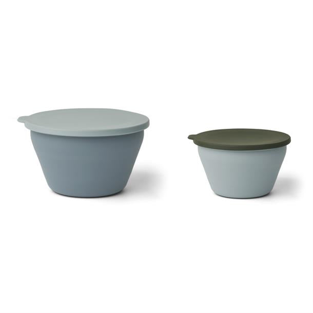 skåle børnetallerkner, engangstallerkner, service. Liewood - Edgar skål rustfristål 2-pak//Tuscany rose, Liewood - Dale foldbar skål 2-pak//Golden Caramel multi mix