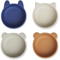 Liewood Iggy Silicone bowls- 4pack, snack , slikskål, silikone skåle, siliconeskål, Golden caramel/blue multi mix