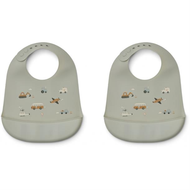 Liewood - Tilda Artic mix silikone hagesmæk 2 pak, Liewood - Tilda hagesmæk i silikone (2 stk.) //biler blue mix, savlesmæk