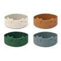 Liewood Iggy Silicone bowls- 4pack, snack , slikskål, silikone skåle, siliconeskål, Golden caramel/blue multi mix