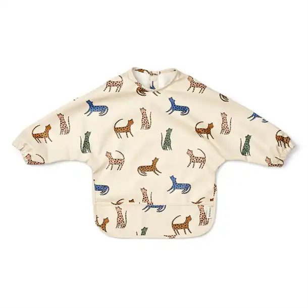 Liewood - Merle cape Bib panda sten grå stor hagesmæk, plastik trøje , forklæde, Cat rose, plastik forklæde, dino mix, Liewood - Merle cape bib Sea creature capsule