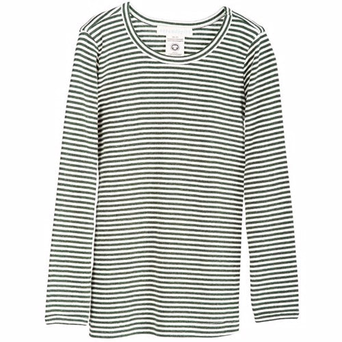 serendipity, m101, basis, t-shirt, bluse, basisgarderobe, langærmet, lange ærmer, bluse, økologi, bomuld, rib, stribe, grøn, pine, offwhite