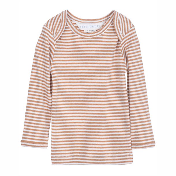 serendipity, m104, basis, t-shirt, bluse, basisgarderobe, langærmet, lange ærmer, bluse, økologi, bomuld, rib, stribe, blå, mørkeblå, Cashew,Offwhite