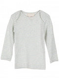 serendipity, m104, basis, t-shirt, bluse, basisgarderobe, langærmet, lange ærmer, bluse, økologi, bomuld, rib, stribe, lyseblå, blå, cloud, offwhite