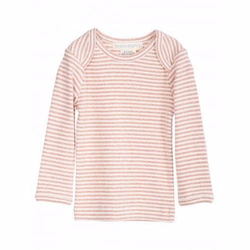 serendipity, m104, basis, t-shirt, bluse, basisgarderobe, langærmet, lange ærmer, bluse, økologi, bomuld, rib, stribe, lyserød, rosa, offwhite