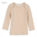 serendipity, m104, basis, t-shirt, bluse, basisgarderobe, langærmet, lange ærmer, bluse, økologi, bomuld, rib, stribe, blå, mørkeblå, Desert,Offwhite