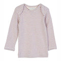 serendipity, m104, basis, t-shirt, bluse, basisgarderobe, langærmet, lange ærmer, bluse, økologi, bomuld, rib, stribe, blå, mørkeblå,  Lilac,Offwhite