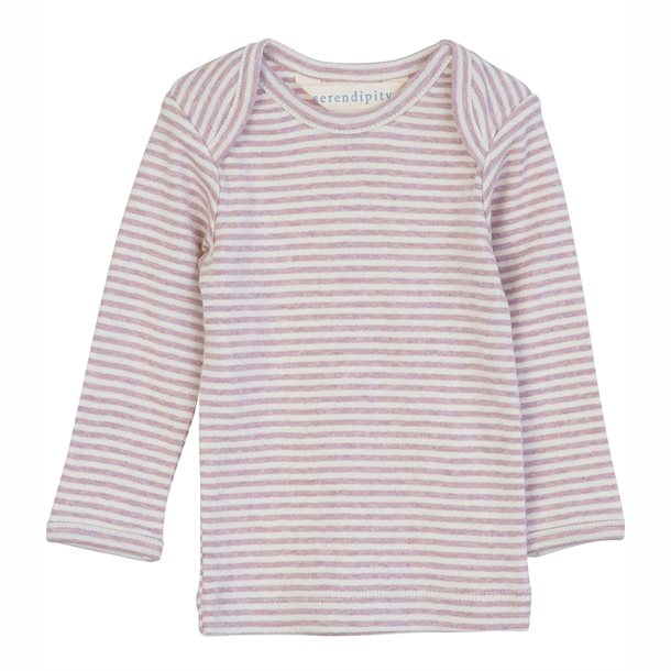 serendipity, m104, basis, t-shirt, bluse, basisgarderobe, langærmet, lange ærmer, bluse, økologi, bomuld, rib, stribe, blå, mørkeblå,  Lilac,Offwhite