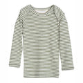 serendipity, m104, basis, t-shirt, bluse, basisgarderobe, langærmet, lange ærmer, bluse, økologi, bomuld, rib, stribe, blå, mørkeblå, Moss,Offwhite