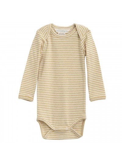 serendipity, m106, basis, body, bodystocking, basisgarderobe, langærmet, lange ærmer, økologi, bomuld, rib, stribe, atlantic, blå, mørkeblå,  Kamille/Off White