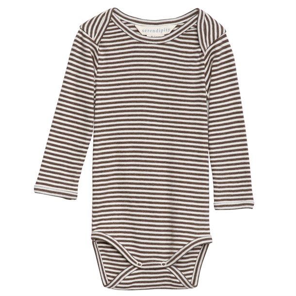 serendipity, m106, basis, body, bodystocking, basisgarderobe, langærmet, lange ærmer, økologi, bomuld, rib, stribe, atlantic, blå, mørkeblå, offwhite,Desert,Offwhite Serendipity - Baby Body LS - Chestnut offwhite