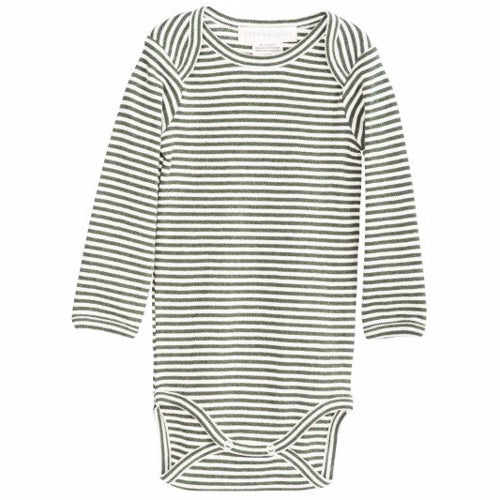 serendipity, m106, basis, body, bodystocking, basisgarderobe, langærmet, lange ærmer, økologi, bomuld, rib, stribe, pine, grøn, offwhite