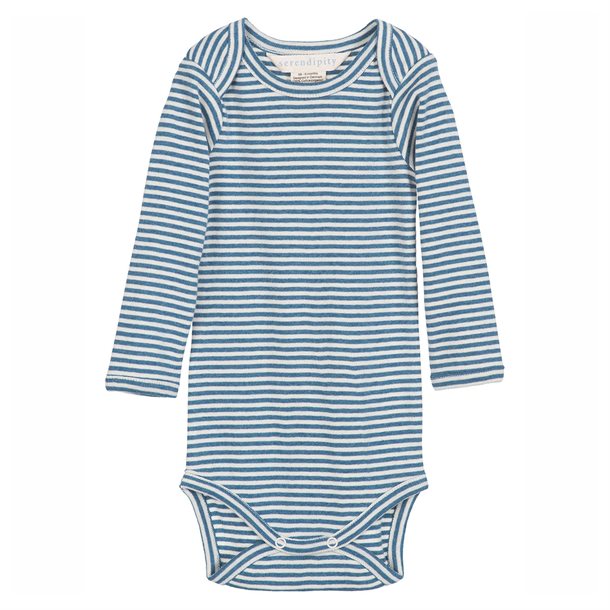 serendipity, m106, basis, body, bodystocking, basisgarderobe, langærmet, lange ærmer, økologi, bomuld, rib, stribe, atlantic, blå, mørkeblå, offwhite,Desert,Offwhite Serendipity - Baby Body LS - Chestnut offwhite, Serendipity - Baby Body LS - Sky offwhite