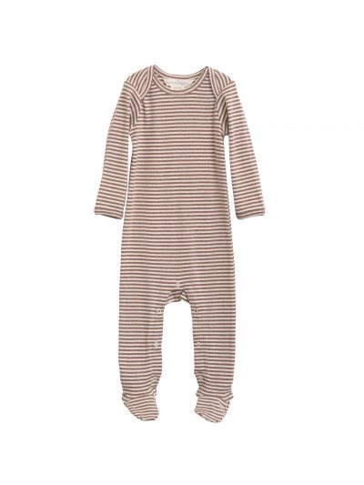 serendipity, P877, basis, heldragt, dragt, basisgarderobe, langærmet, lange ærmer, økologi, bomuld, rib, stribe, clay, lyserød, Acorn/Off White