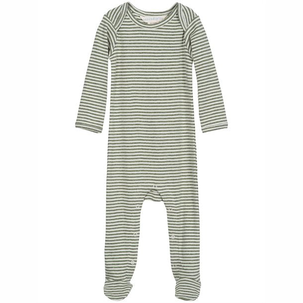 serendipity, P877, basis, heldragt, dragt, basisgarderobe, langærmet, lange ærmer, økologi, bomuld, rib, stribe, clay, lyserød, Moss，Offwhite