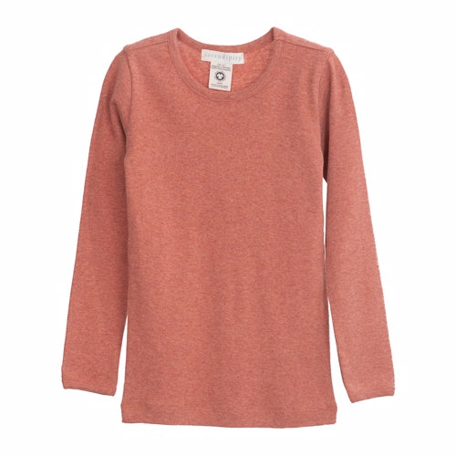 serendipity, m101, basis, t-shirt, bluse, basisgarderobe, langærmet, lange ærmer, bluse, økologi, bomuld, rib, stribe, clay, lyserød, rosa, offwhite