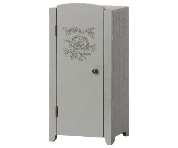 dukke skab, 11-1009-00, Maileg Miniature træ skab - grå-mint