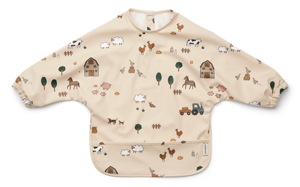 Liewood - Merle cape Bib panda sten grå stor hagesmæk, plastik trøje , forklæde, Cat rose, plastik forklæde, Farm / Sandy, Liewood - Merle cape bib Sea creature capsule, Liewood - Merle Spiseforklæde - Miauw Apple Blossom mix, Dog oat mix, v