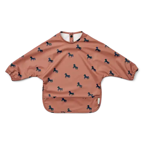 Liewood - Merle cape Bib panda sten grå stor hagesmæk, plastik trøje , forklæde, plastik forklæde,horses dark rosetta, Liewood - Merle cape bib Horses dark rosetta