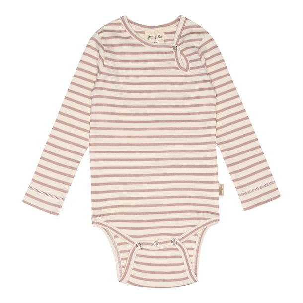 Petit Piao , body modal LS // bison brown beige, body, bodystocking, sparkedragt, baby, babytøj, Petit Piao - Body LS Modal , Adobe Rose/Eggnog