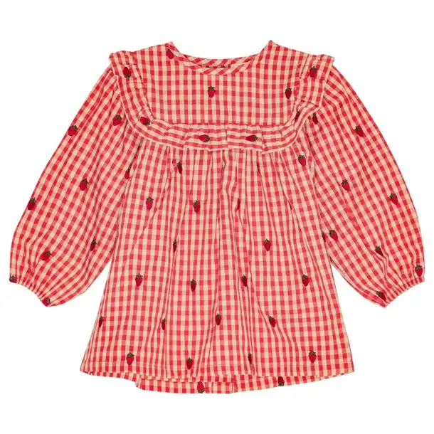 Floess - Molly LS o-n Dress - Berry Gingham