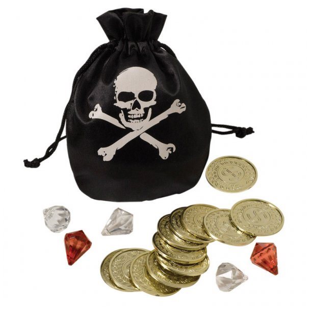 børne pung, drenge pung, sørøver pung, pirat pung, sørøver, guldmønter